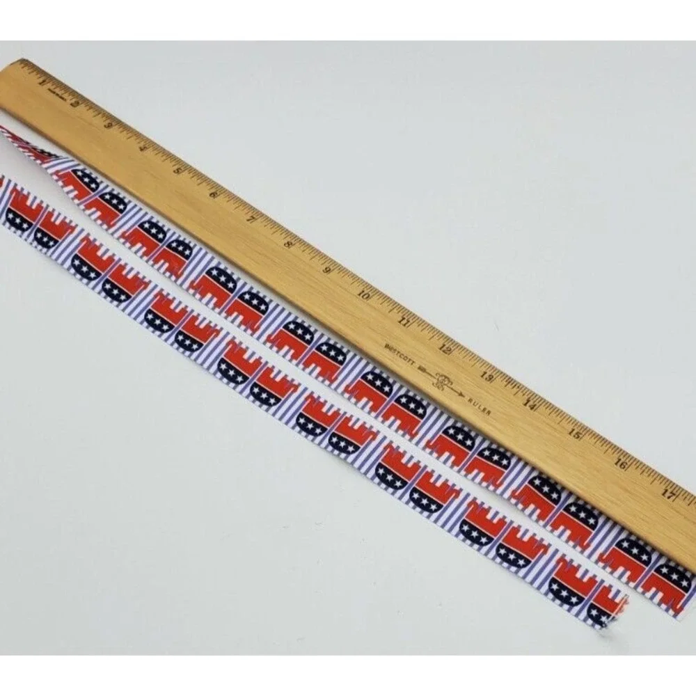 Republican GOP Elephant Ribbon Red White Blue Grosgrain Craft‎ 2 Pcs 36in & 68in